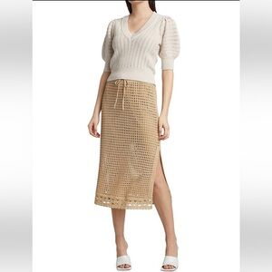 DH NEW YORK Aurora Puff Sleeve Sweater White Size S